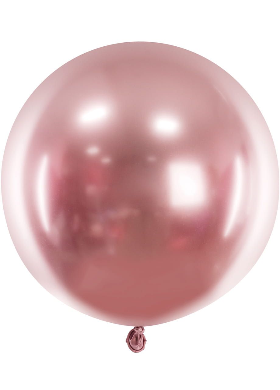 Okrągły balon chromowany OLBRZYM różowe złoto 60cm