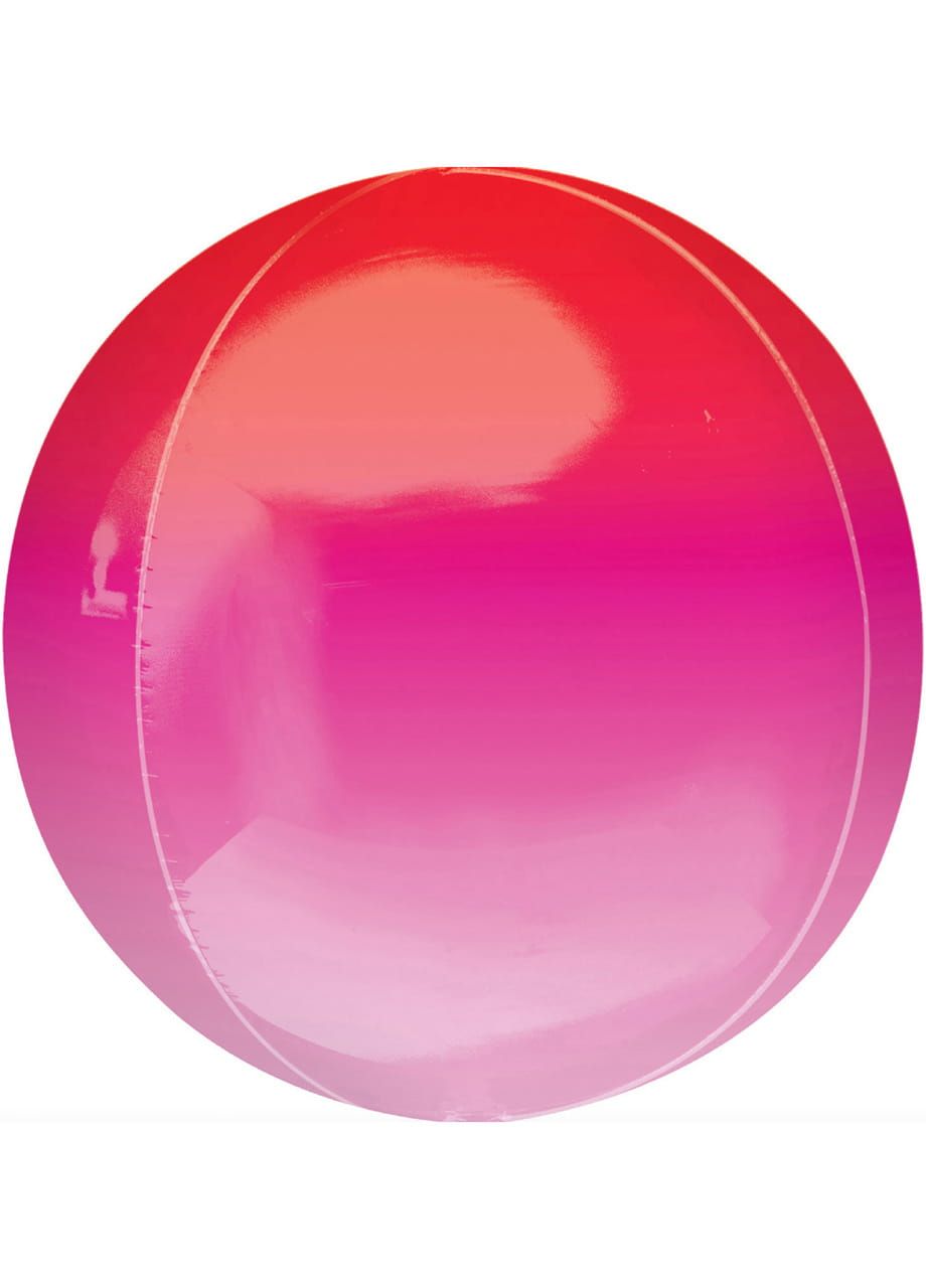 Balon kula CZERWONO-RÓŻOWY foliowy ombre 40 cm