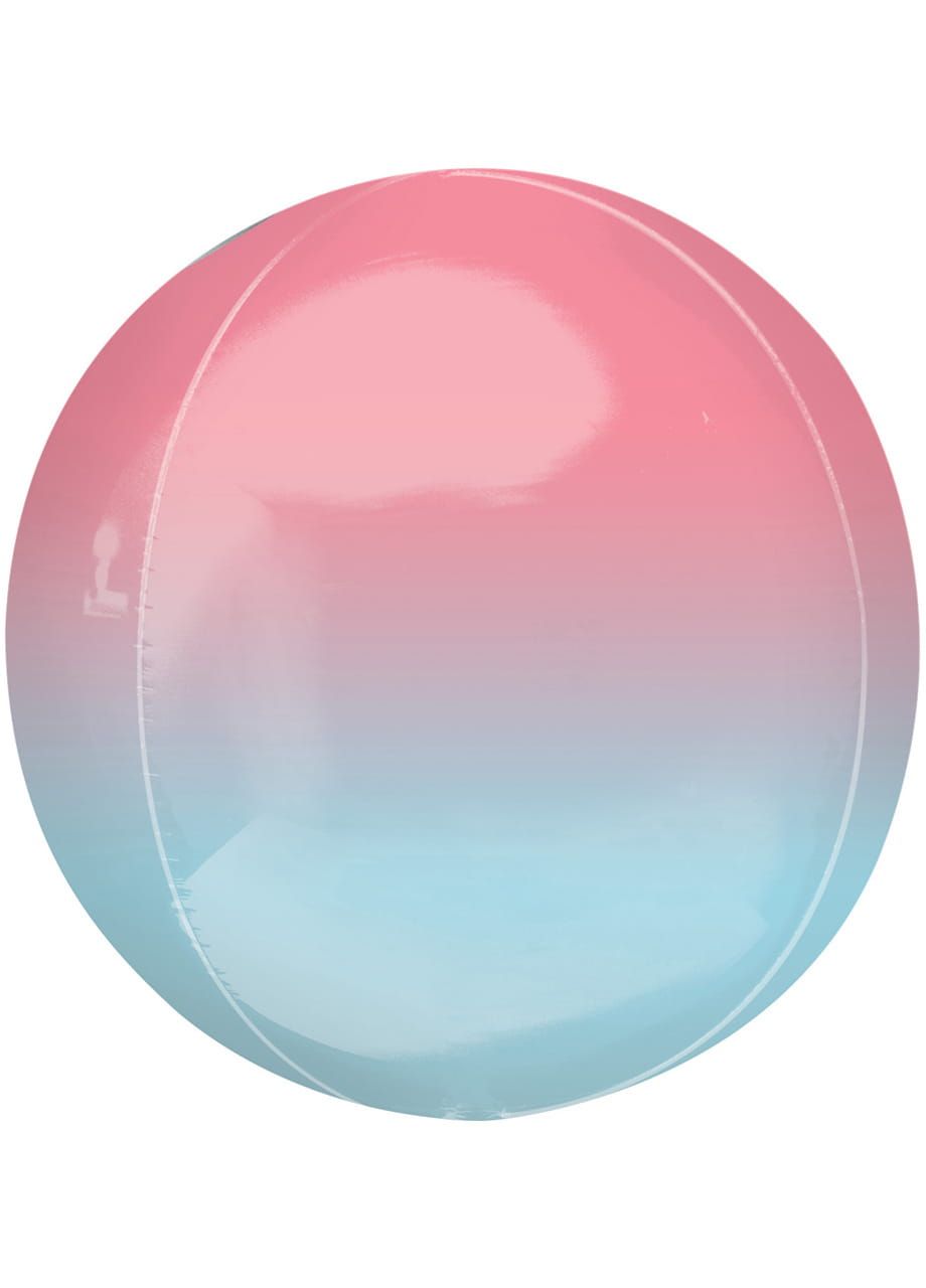 Balon kula RÓŻOWO-NIEBIESKI foliowy ombre 40 cm
