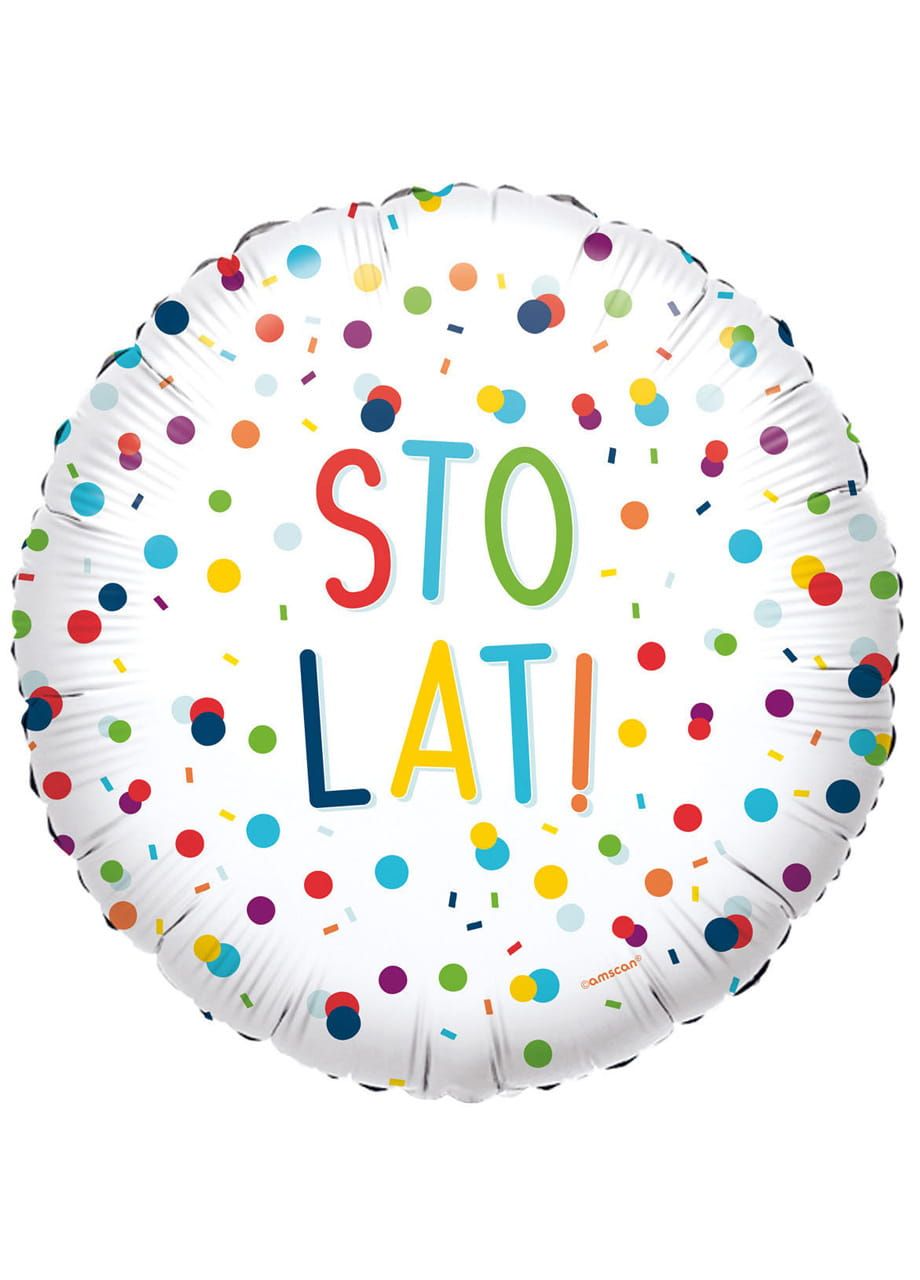 Balon urodzinowy w konfetti STO LAT foliowy