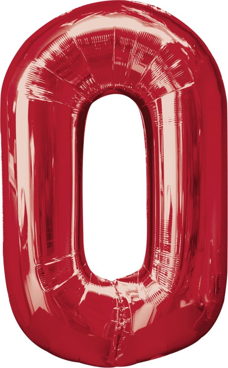 Balon foliowy CYFRA 0 czerwony 85cm