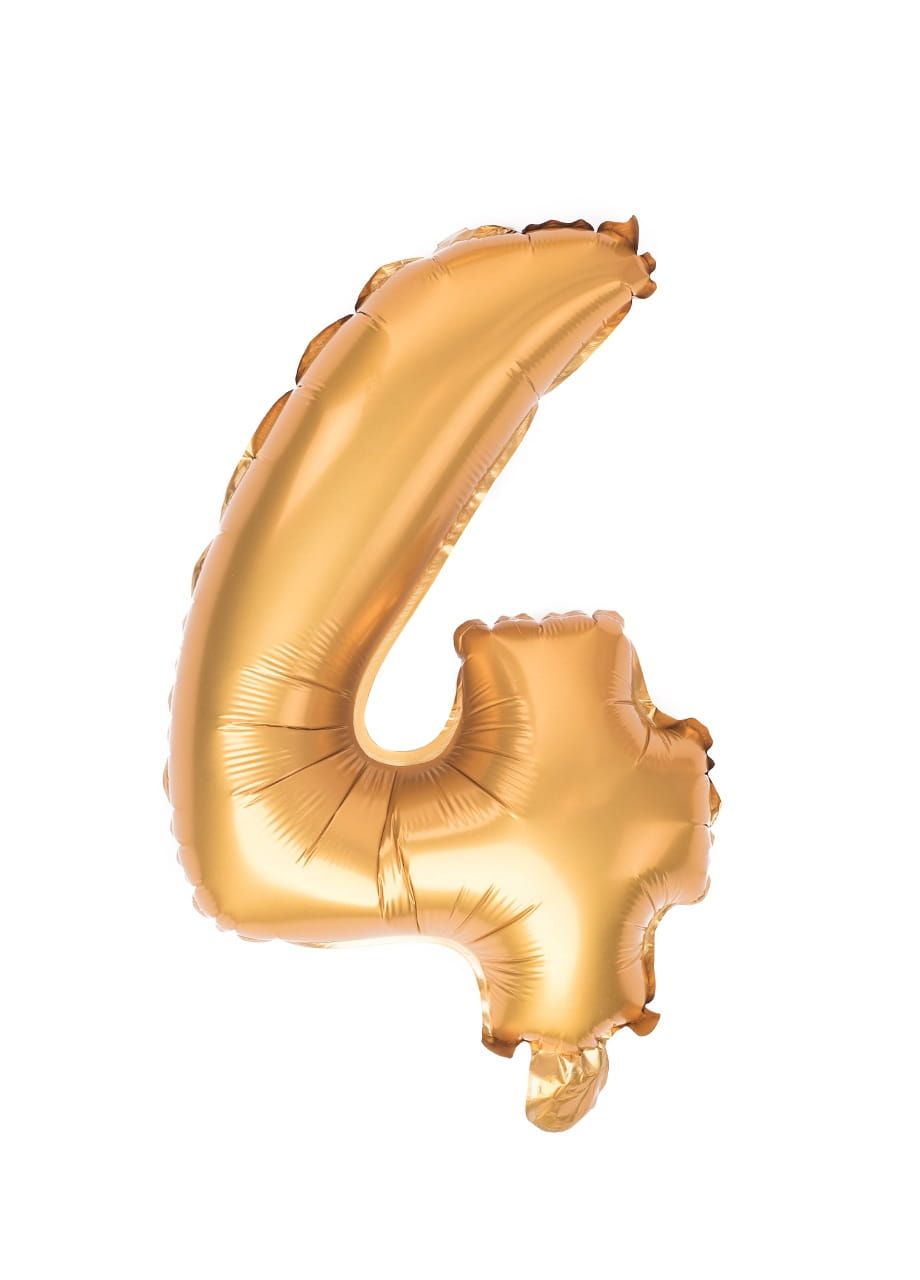 Balon foliowy na powietrze CYFRA 4 złoty 40cm