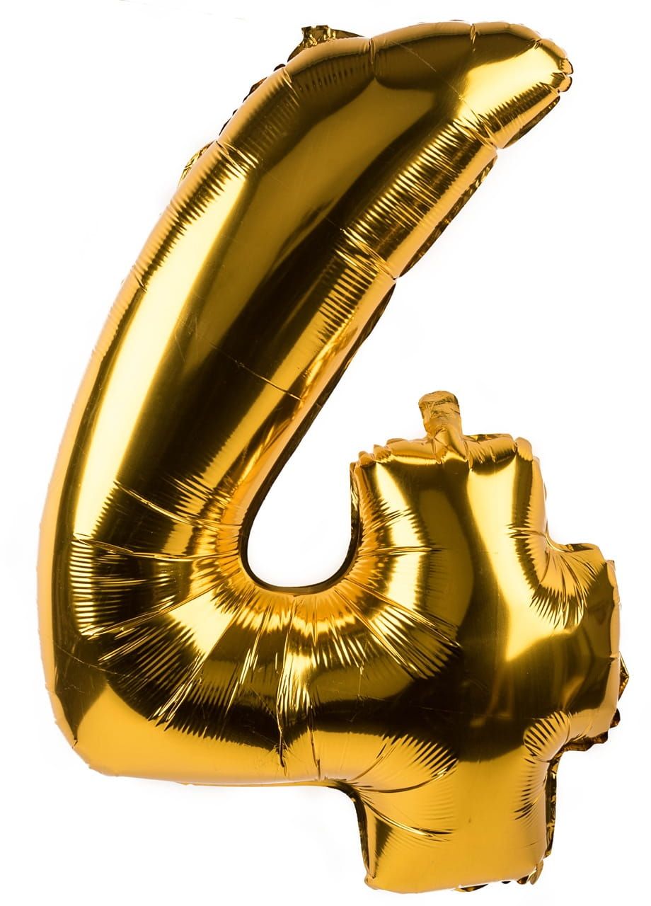 Balon urodzinowy CYFRA 4 złoty 85cm