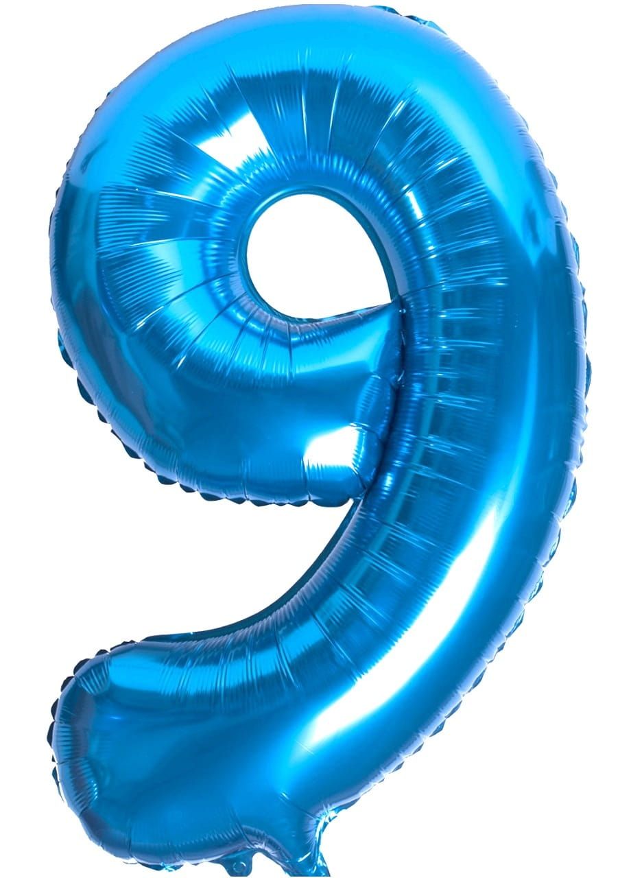 Balon foliowy CYFRA 9 niebieski 100cm