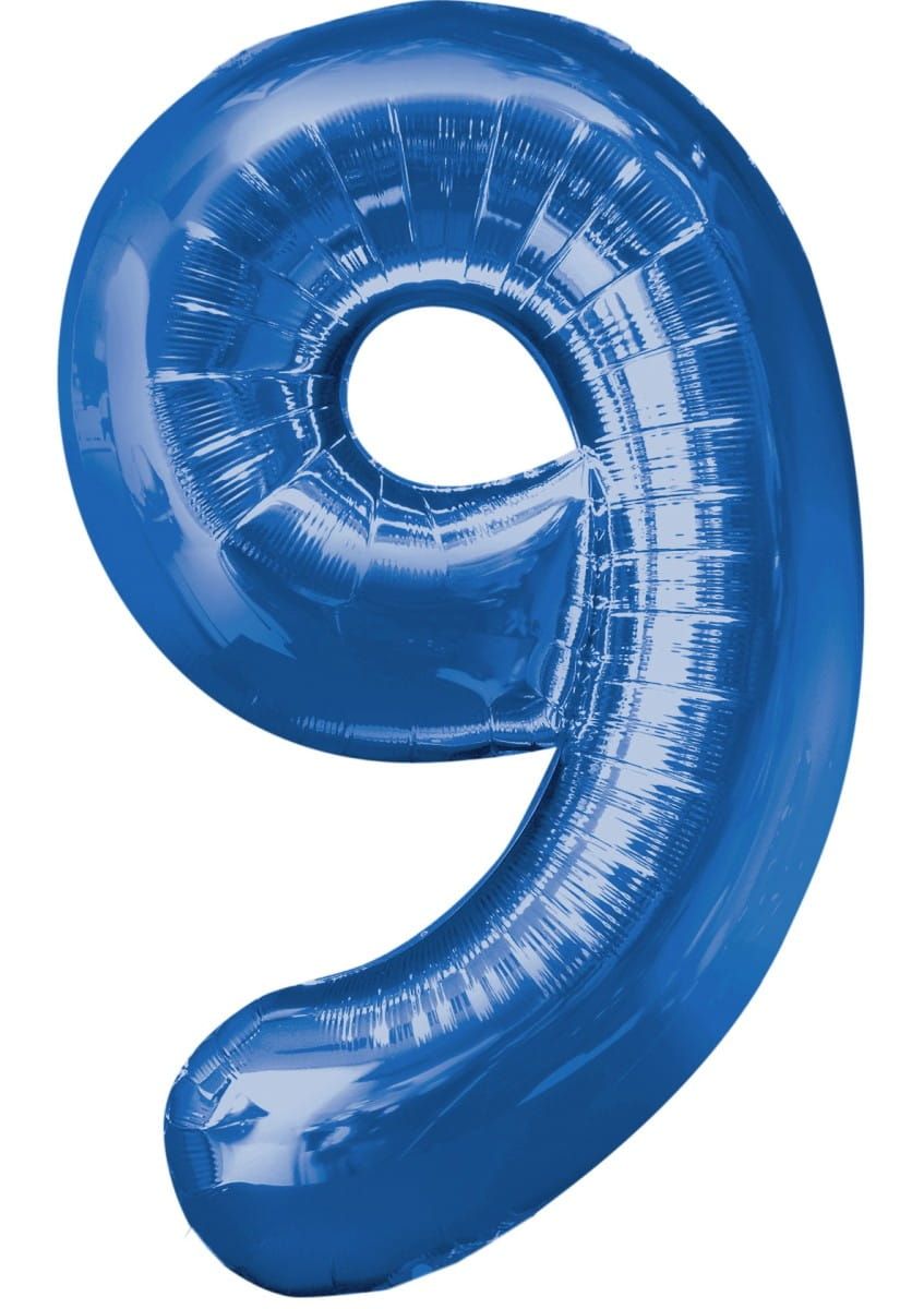 Balon foliowy CYFRA 9 niebieski 85cm