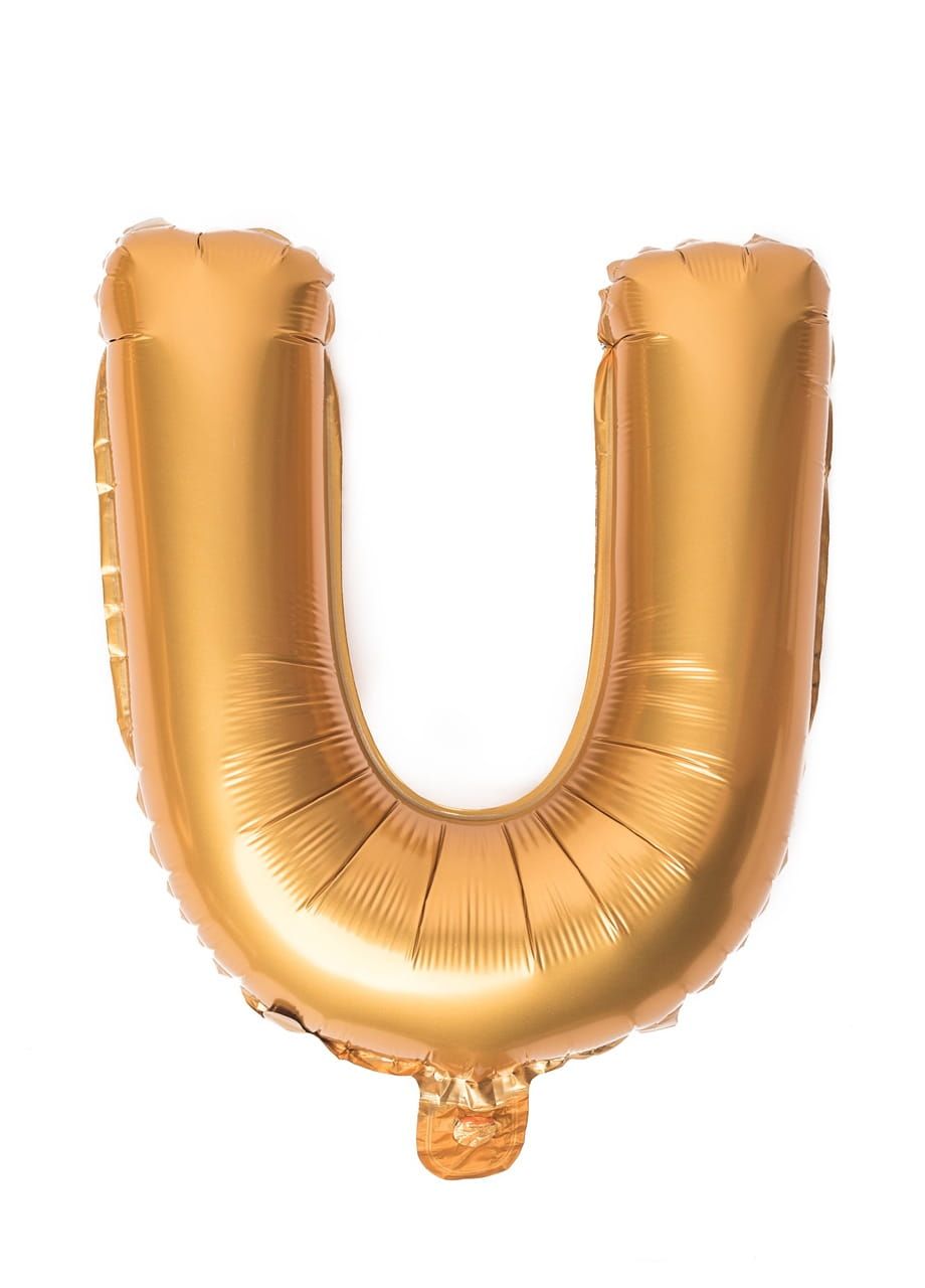 Balon foliowy na powietrze LITERKA U złoty 40cm
