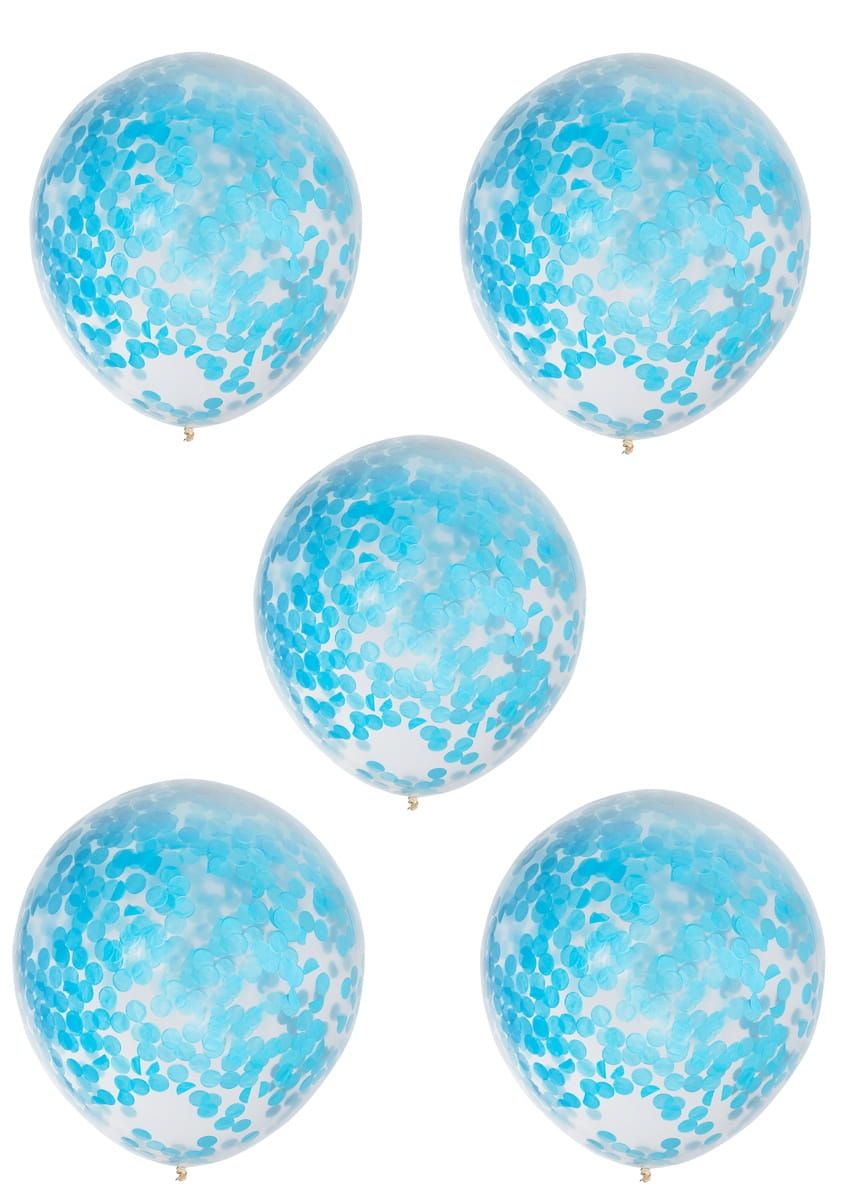 Balony z KONFETTI niebieskim 20cm (5szt.)