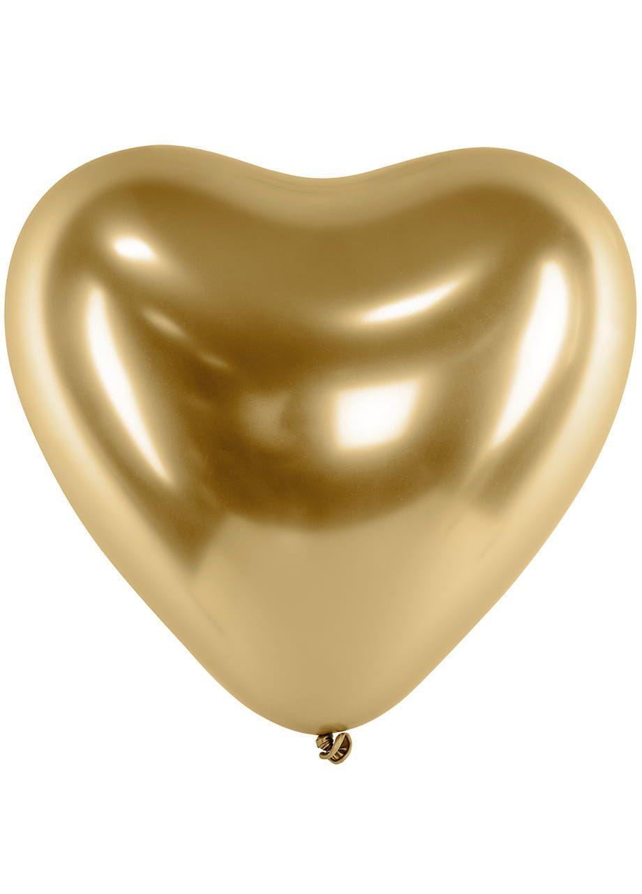 Chromowane balony w kształcie SERCA złote 30cm (50szt.)