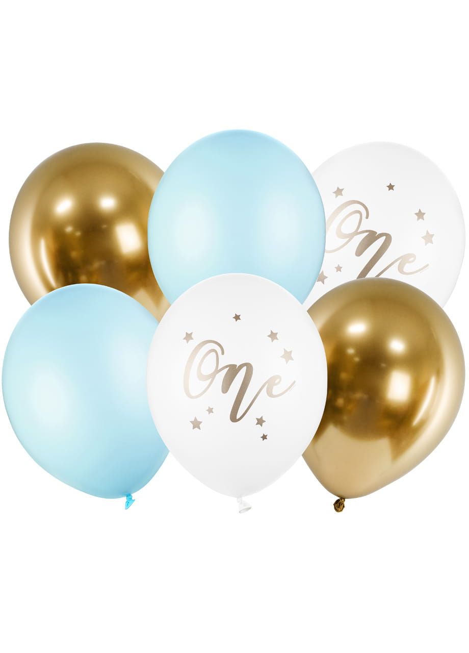 Balony urodzinowe ONE balony na roczek niebieskie (6szt.)