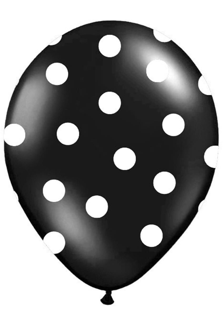 Balony czarne w białe kropki (50szt.)