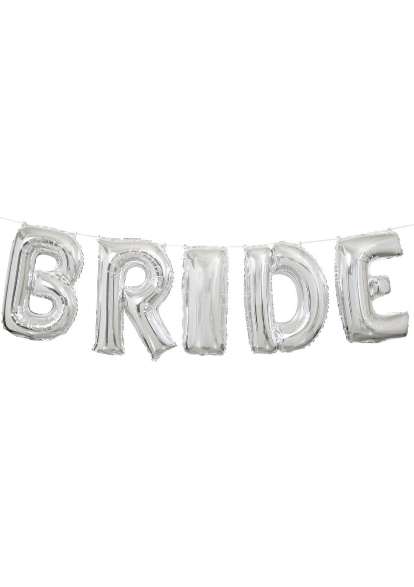 Balony napis BRIDE srebrny