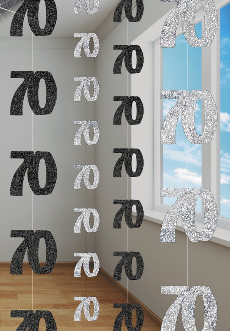 Dekoracja Wisząca 70 Urodziny Glitz 6szt Dekoracje Na 70 80