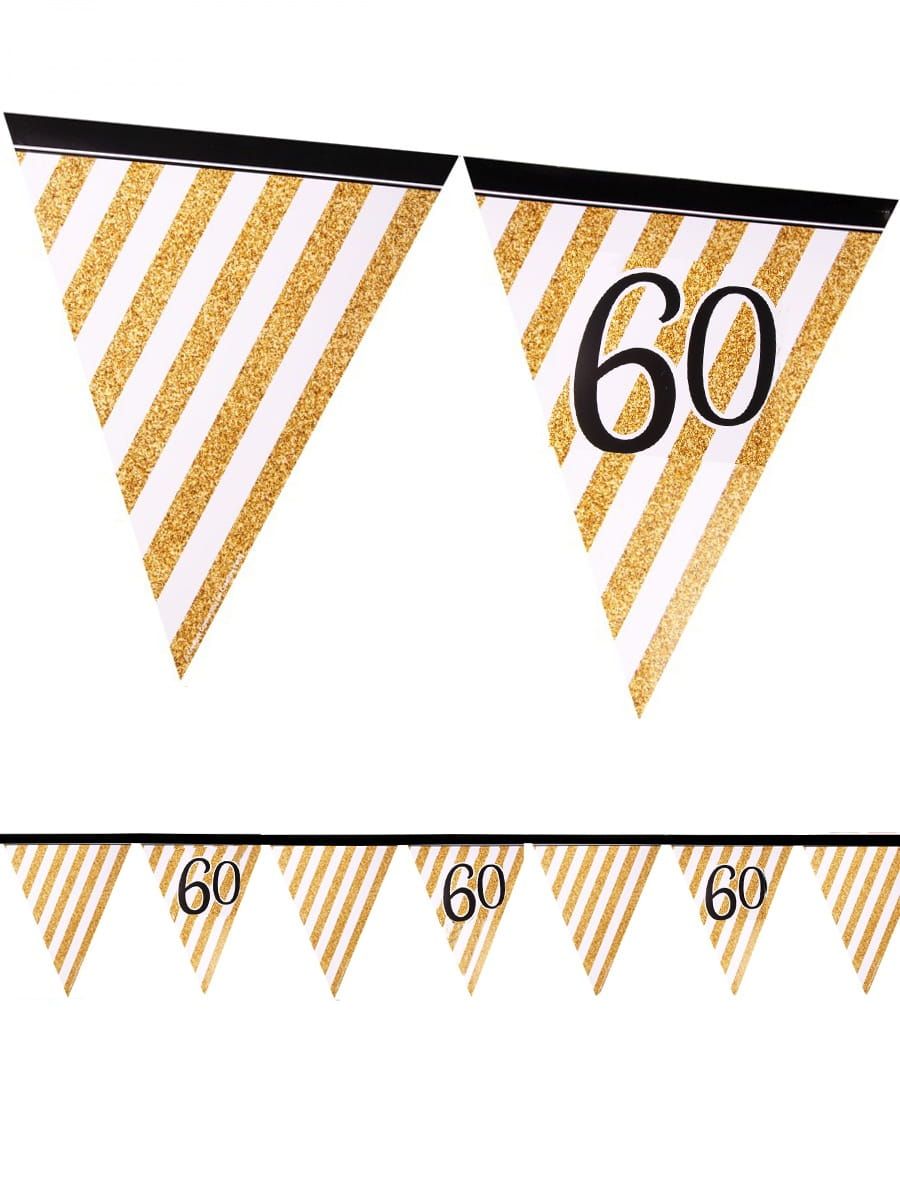 Girlanda flagi 60 URODZINY GLITTER 3,7m