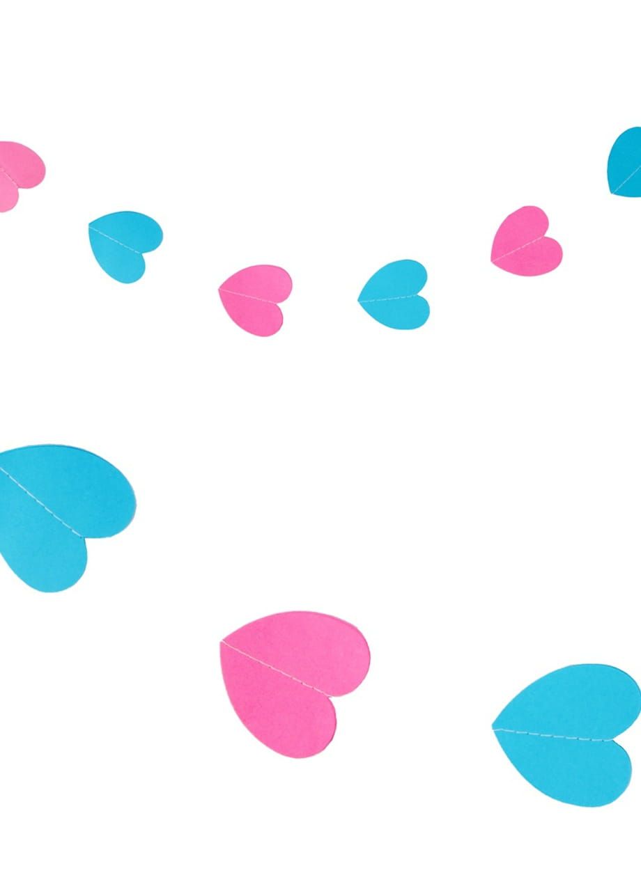 Girlanda papierowa SERCA różowo-niebieska 3D