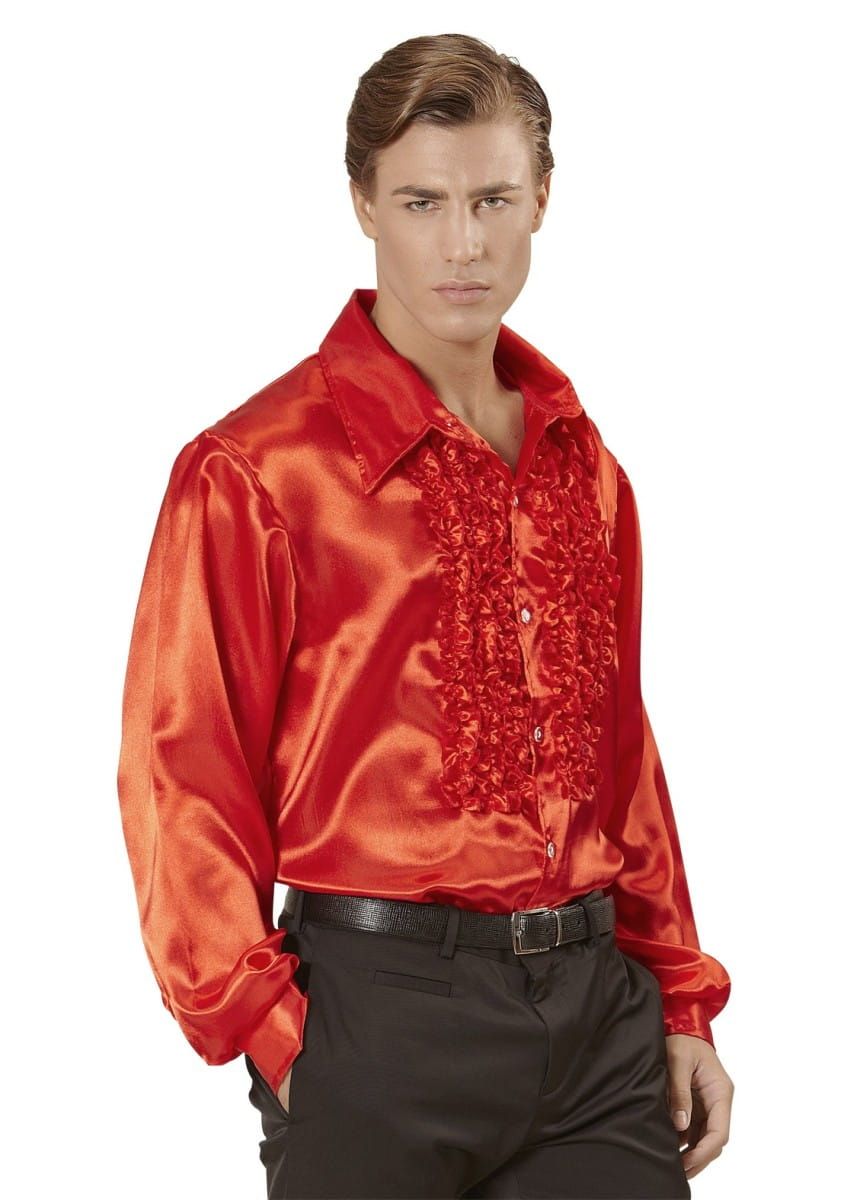 Koszula DISCO z żabotem czerwona - M/L