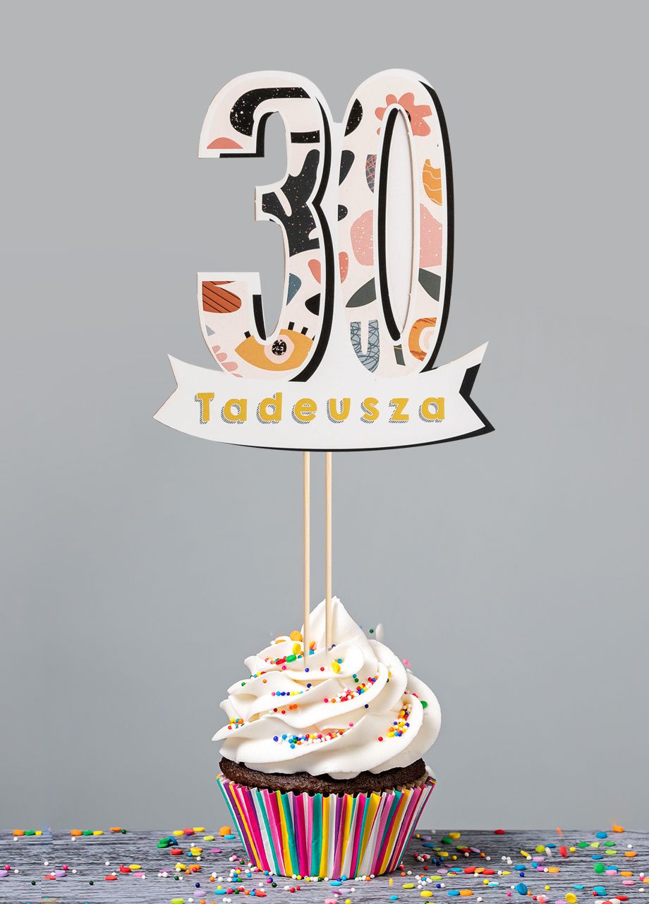 Personalizowany topper na tort 30 urodziny