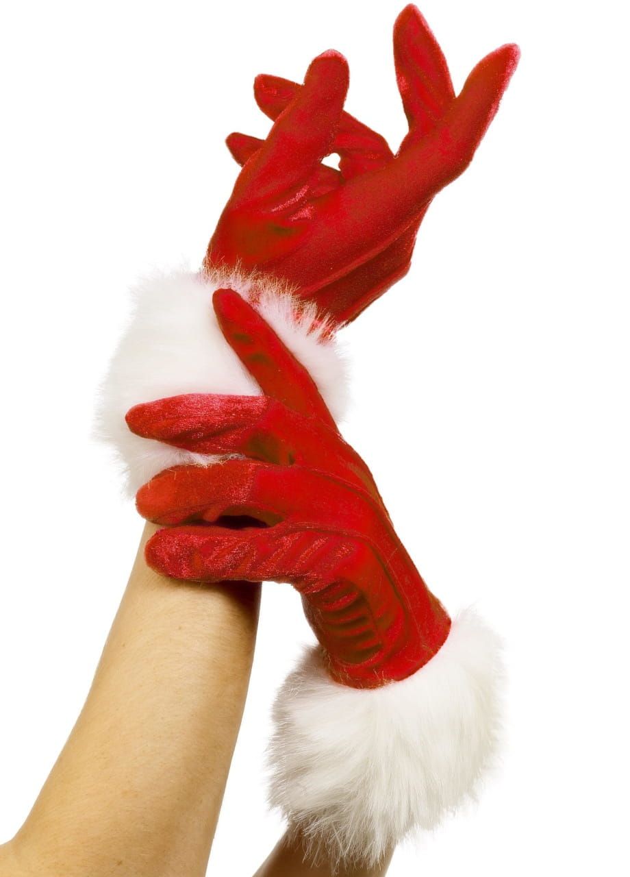 Rękawiczki czerwone z futerkiem 