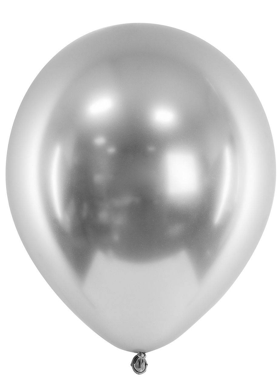 Srebrne balony CHROM lateksowe 30 cm (50szt.)