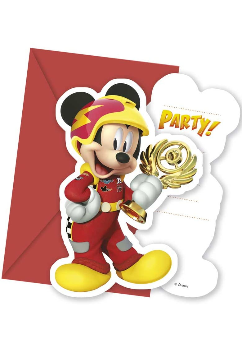 Zaproszenia Mickey I Raźni Rajdowcy 6szt Kolekcja Myszka Mickey