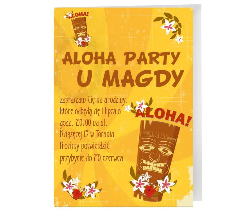Zaproszenia Personalizowane Aloha Zaproszenia Dla Dorosłych