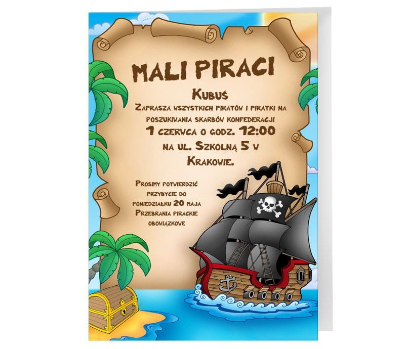 Zaproszenia Personalizowane Piraci Zaproszenia Dla Dzieci