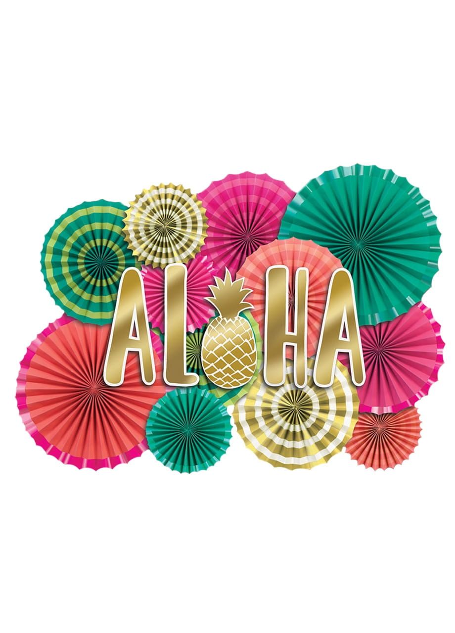 Zestaw rozet papierowych ALOHA dekoracje na urodziny w stylu hawajskim