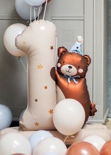 Balon na pierwsze urodziny CYFRA 1 Z MISIEM 81x72 cm