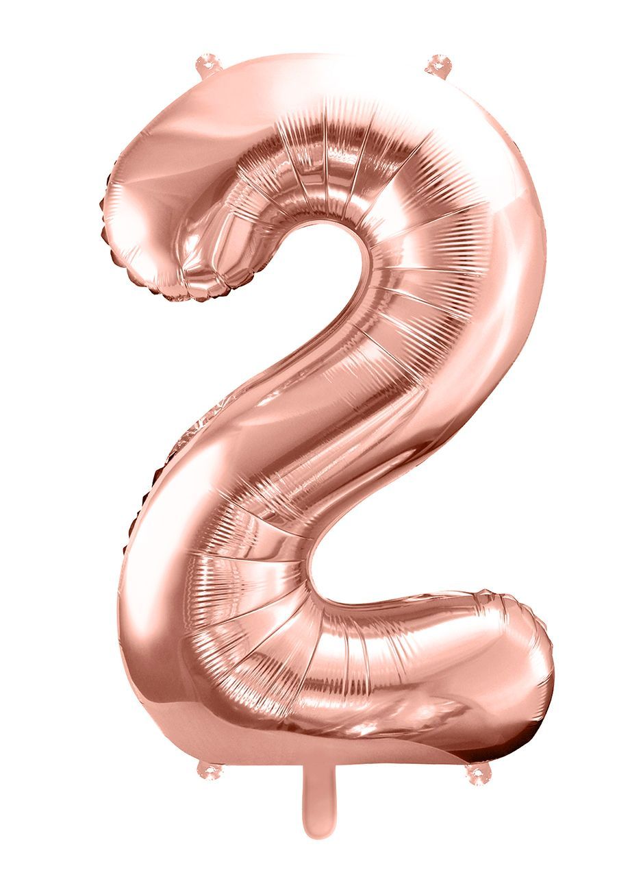 Balon CYFRA 2 różowe złoto 86 cm