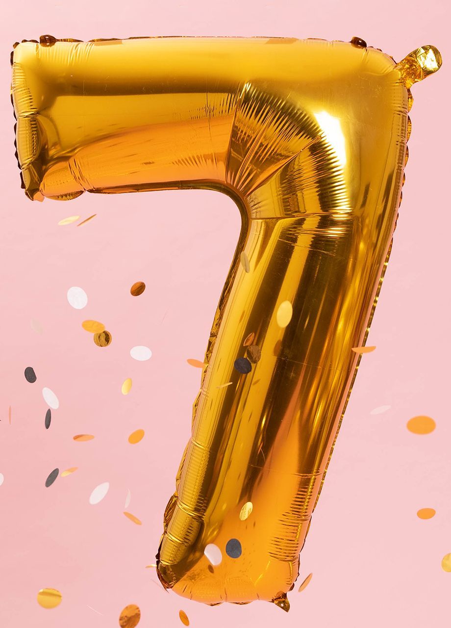 Balon urodzinowy CYFRA 7 - złoty błysk 85cm
