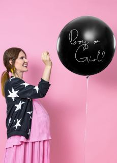 Balon gender reveal BOY OR GIRL z niebieskim konfetti 1m