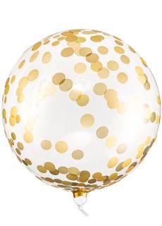 Balon transparentny z konfetti zotym KULA 40cm