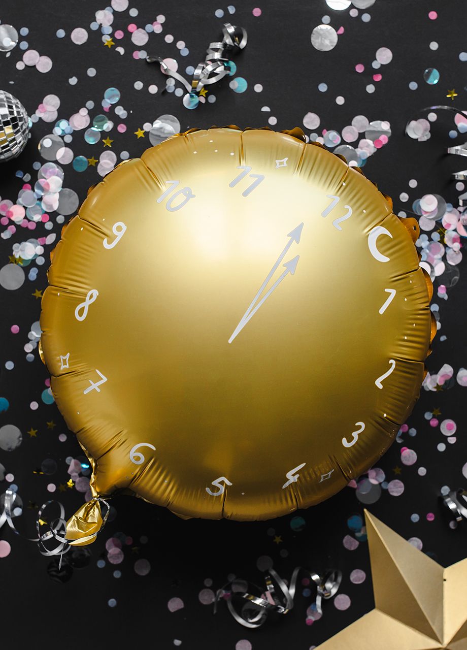 Balon na sylwestra ZEGAR złoty 45 cm
