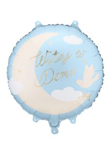 Balon WITAJ W DOMU niebieski balon na powitanie dziecka niebieski balon