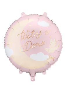Balon WITAJ W DOMU r�owy balon na powitanie dziecka r�owy balon