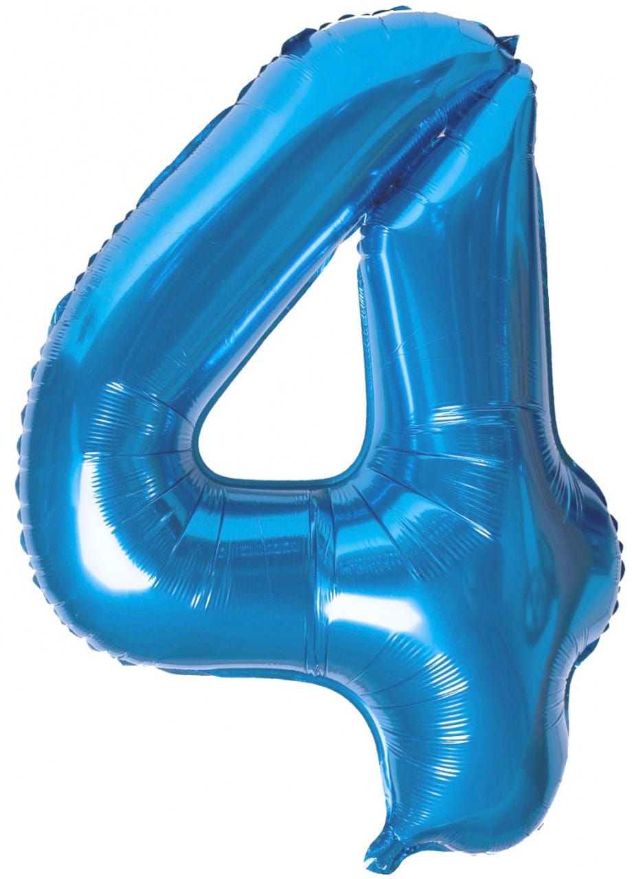 Balon foliowy CYFRA 4 niebieski 100cm