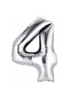 Balon foliowy na powietrze CYFRA 4 srebrny 40cm