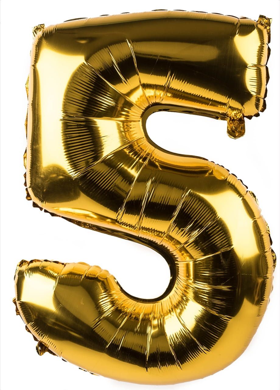 Balon urodzinowy CYFRA 5 złoty 85cm
