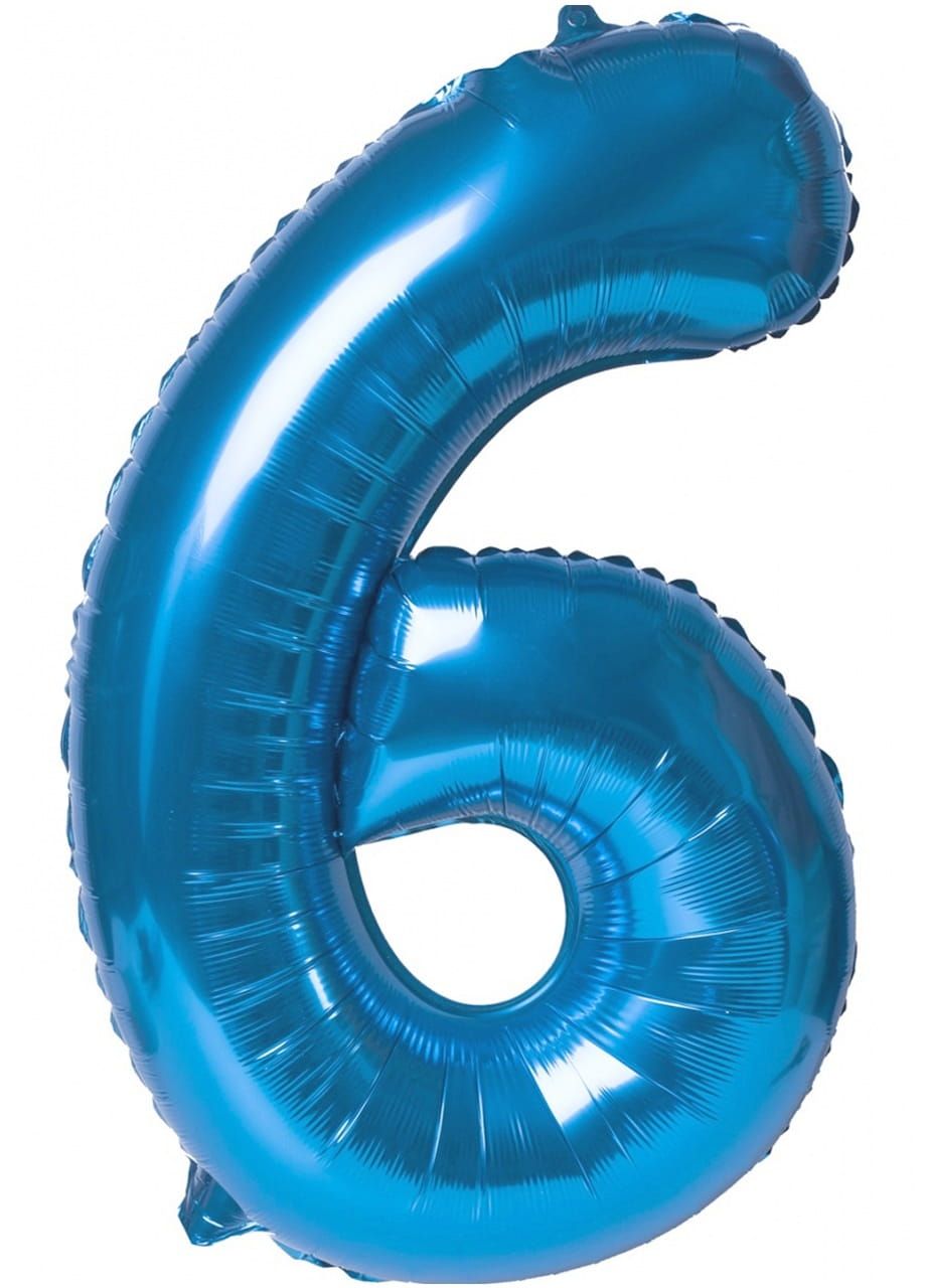 Balon foliowy CYFRA 6 niebieski 100cm