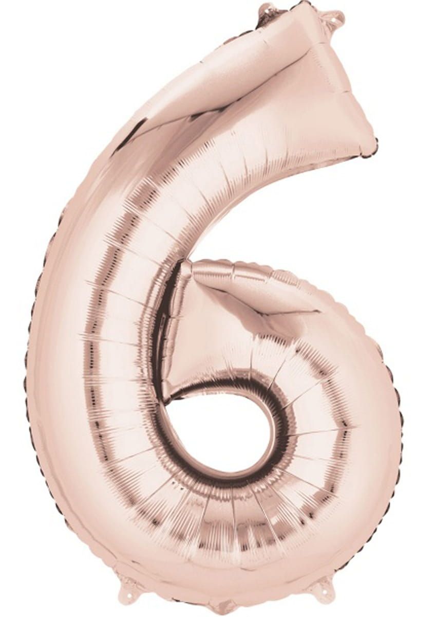 Balon foliowy CYFRA 6 różowe złoto 86cm