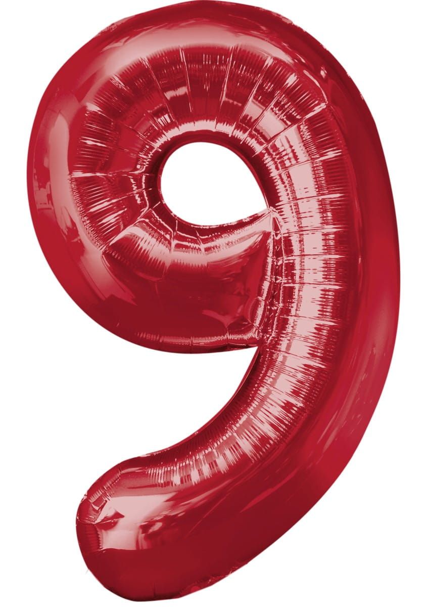 Balon foliowy CYFRA 9 czerwony 85cm