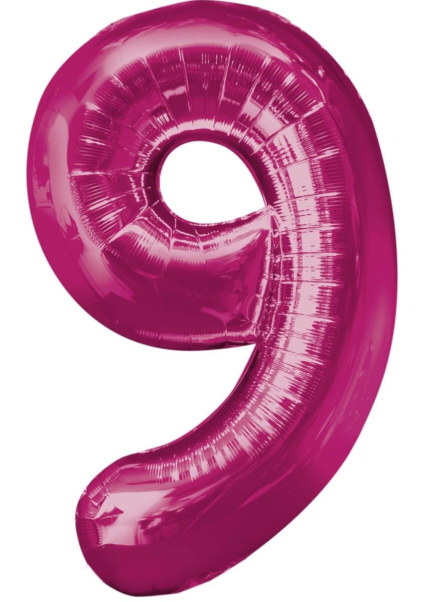 Balon foliowy CYFRA 9 różowy 85cm