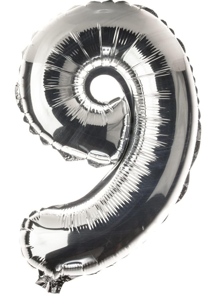 Balon foliowy CYFRA 9 srebrny 85cm