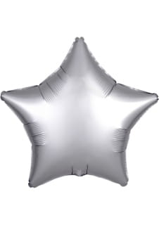 Balon foliowy GWIAZDA SATYNOWA srebrny 48cm