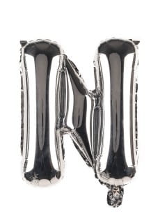 Balon foliowy na powietrze LITERKA N srebrny 40cm