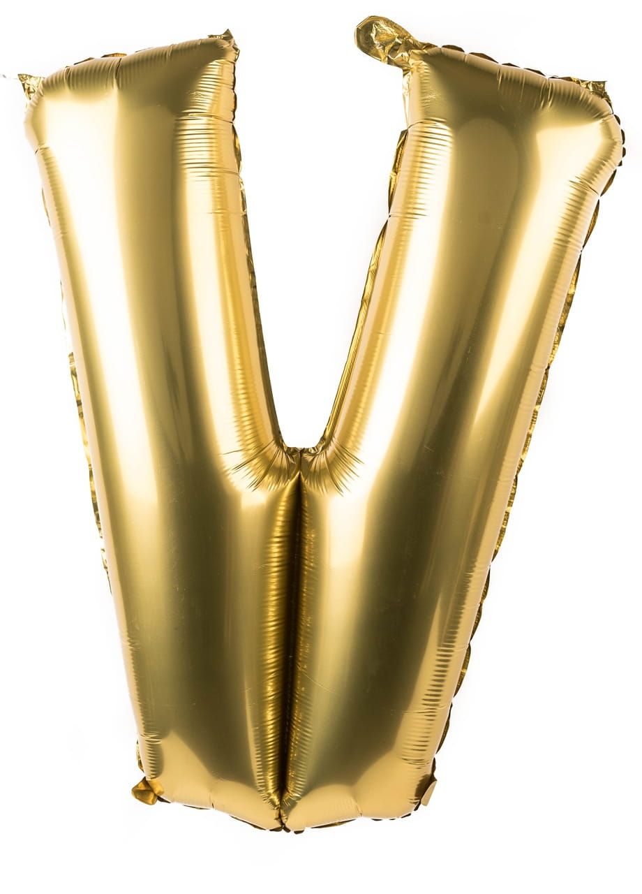 Foliowy balon litera V złoty 85cm