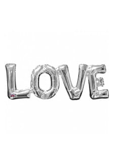 Balon litery LOVE srebrny (63cm x 22cm)