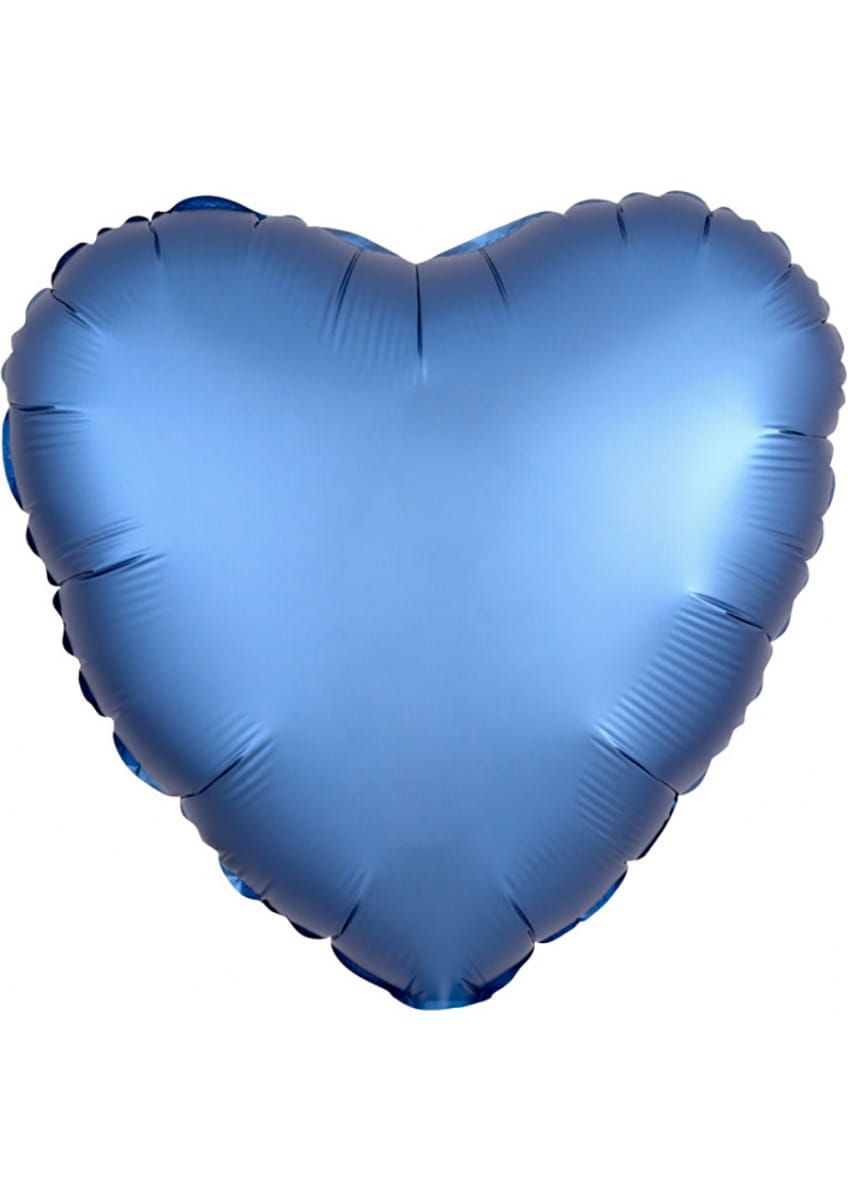 Balon foliowy SERCE SATYNOWE niebieski 43cm