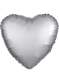 Balon foliowy SERCE SATYNOWE srebrny 43cm