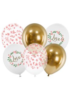 Balony w kwiaty LOVE (6szt.)