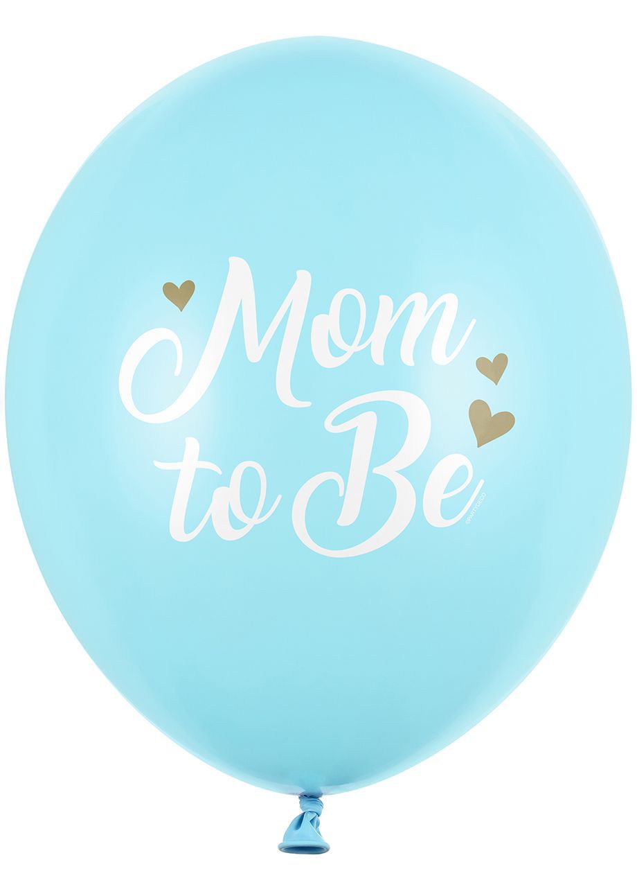 Balony na baby shower MOM TO BE niebieskie (6szt.)